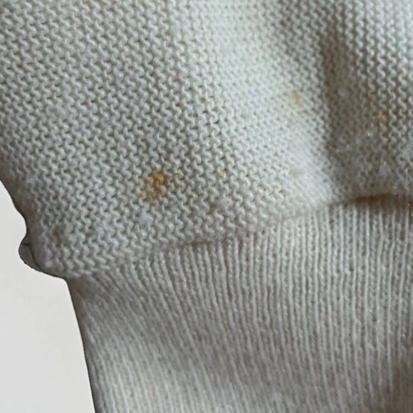 VTG IZOD CREST LOGO WHITE MENS M MADE IN USA PREPPY UNIVERSITY SWEATER CARDIGAN - Picture 7 of 7